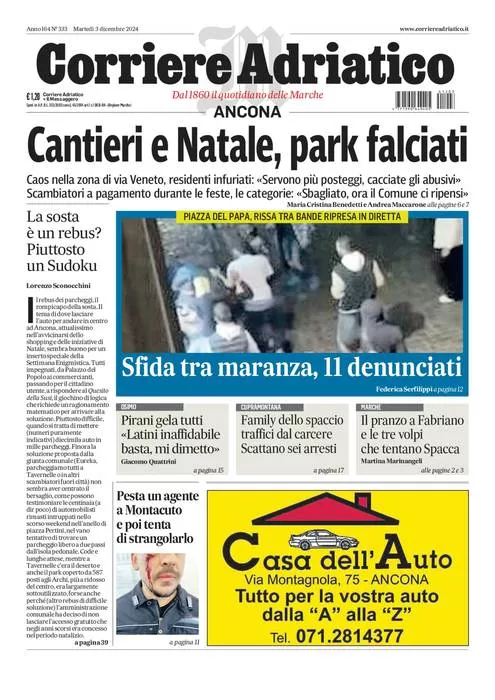 Prima-pagina-corriere adriatico-edizione-di-oggi-03-12-2024